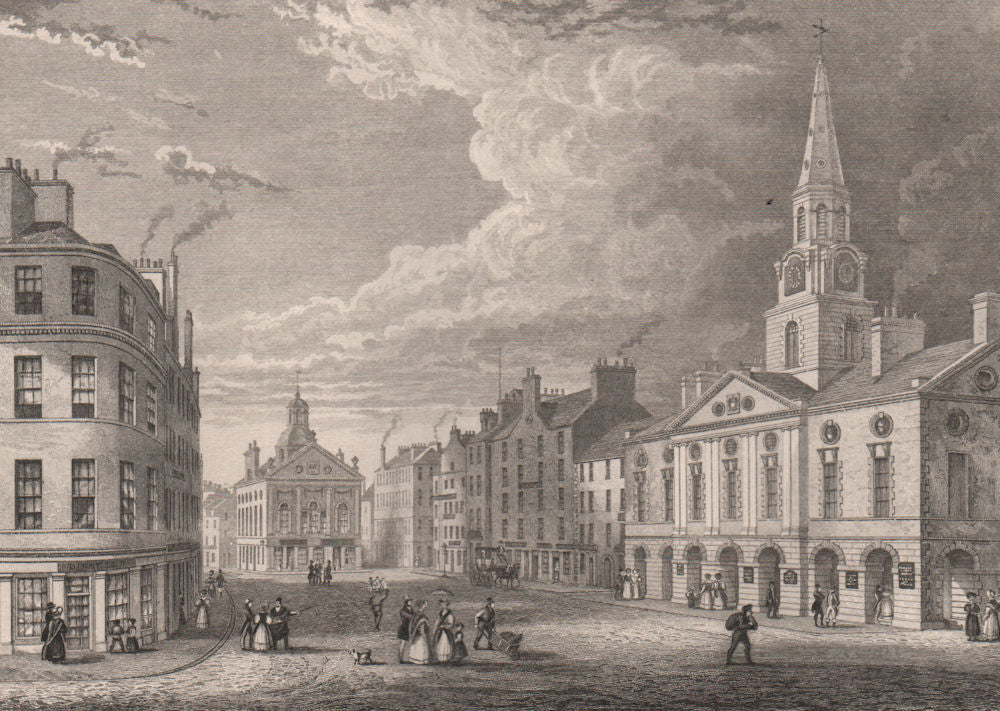 High street & Town Hall, Dundee. Scotland 1845 old antique print picture